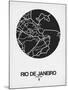 Rio de Janeiro Street Map Black on White-NaxArt-Mounted Art Print