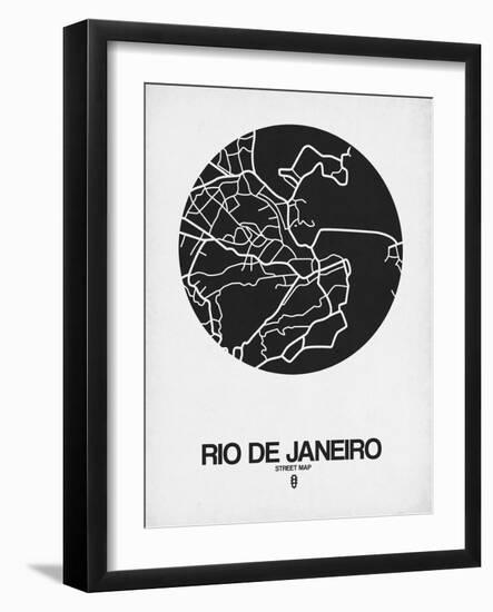 Rio de Janeiro Street Map Black on White-NaxArt-Framed Art Print