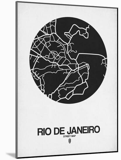 Rio de Janeiro Street Map Black on White-NaxArt-Mounted Art Print