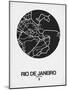 Rio de Janeiro Street Map Black on White-NaxArt-Mounted Art Print