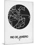 Rio de Janeiro Street Map Black on White-NaxArt-Mounted Art Print