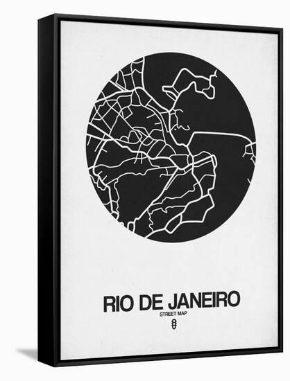 Rio de Janeiro Street Map Black on White-NaxArt-Framed Stretched Canvas