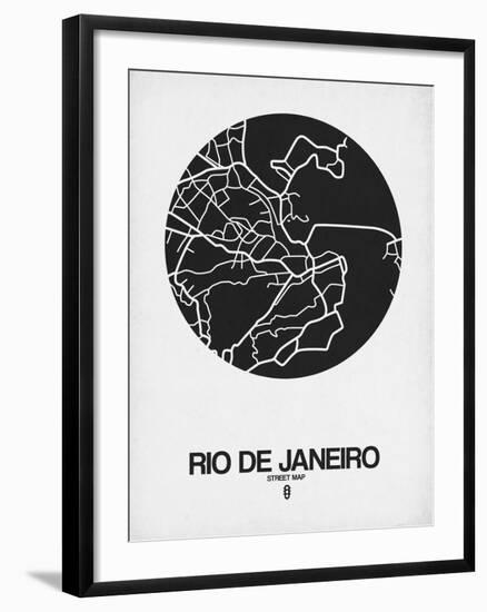 Rio de Janeiro Street Map Black on White-NaxArt-Framed Art Print