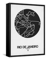Rio de Janeiro Street Map Black on White-NaxArt-Framed Stretched Canvas