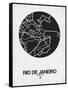 Rio de Janeiro Street Map Black on White-NaxArt-Framed Stretched Canvas