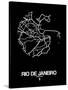 Rio de Janeiro Street Map Black-NaxArt-Stretched Canvas