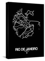 Rio de Janeiro Street Map Black-NaxArt-Stretched Canvas