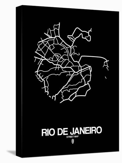 Rio de Janeiro Street Map Black-NaxArt-Stretched Canvas