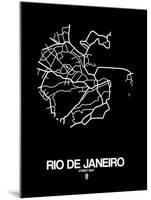 Rio de Janeiro Street Map Black-NaxArt-Mounted Art Print