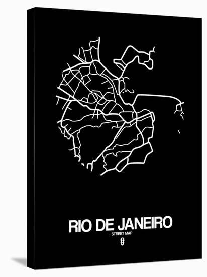 Rio de Janeiro Street Map Black-NaxArt-Stretched Canvas