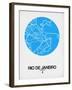 Rio de Janeiro Street Map Blue-NaxArt-Framed Art Print