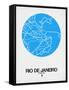 Rio de Janeiro Street Map Blue-NaxArt-Framed Stretched Canvas