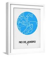 Rio de Janeiro Street Map Blue-NaxArt-Framed Art Print