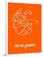 Rio de Janeiro Street Map Orange-NaxArt-Framed Art Print