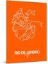 Rio de Janeiro Street Map Orange-NaxArt-Mounted Art Print