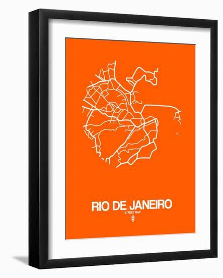 Rio de Janeiro Street Map Orange-NaxArt-Framed Art Print