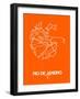 Rio de Janeiro Street Map Orange-NaxArt-Framed Art Print