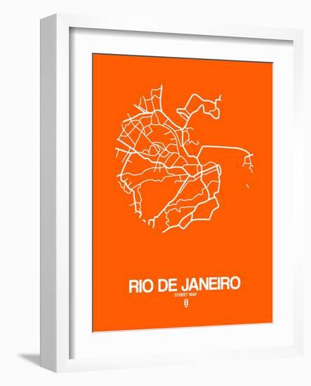 Rio de Janeiro Street Map Orange-NaxArt-Framed Art Print