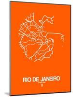 Rio de Janeiro Street Map Orange-NaxArt-Mounted Art Print