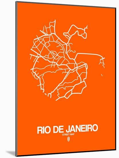 Rio de Janeiro Street Map Orange-NaxArt-Mounted Art Print