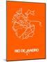 Rio de Janeiro Street Map Orange-NaxArt-Mounted Art Print