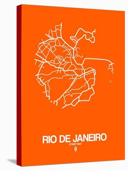 Rio de Janeiro Street Map Orange-NaxArt-Stretched Canvas