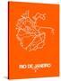 Rio de Janeiro Street Map Orange-NaxArt-Stretched Canvas