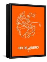 Rio de Janeiro Street Map Orange-NaxArt-Framed Stretched Canvas