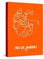 Rio de Janeiro Street Map Orange-NaxArt-Stretched Canvas