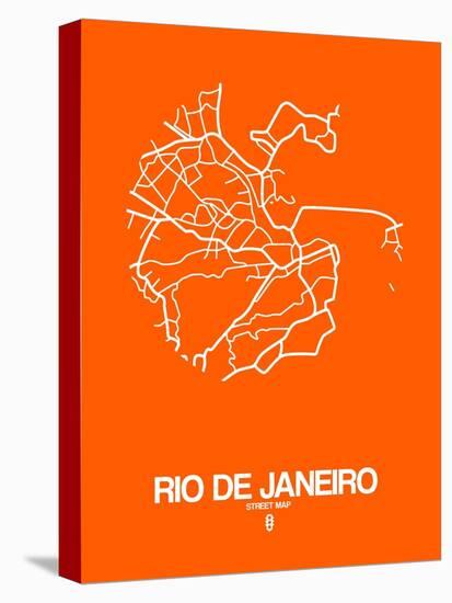 Rio de Janeiro Street Map Orange-NaxArt-Stretched Canvas