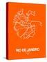 Rio de Janeiro Street Map Orange-NaxArt-Stretched Canvas