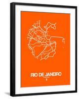 Rio de Janeiro Street Map Orange-NaxArt-Framed Art Print