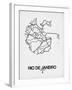 Rio de Janeiro Street Map White-NaxArt-Framed Art Print