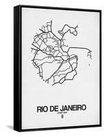 Rio de Janeiro Street Map White-NaxArt-Framed Stretched Canvas