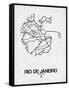 Rio de Janeiro Street Map White-NaxArt-Framed Stretched Canvas