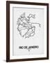 Rio de Janeiro Street Map White-NaxArt-Framed Art Print