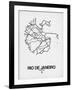 Rio de Janeiro Street Map White-NaxArt-Framed Art Print