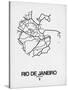 Rio de Janeiro Street Map White-NaxArt-Stretched Canvas