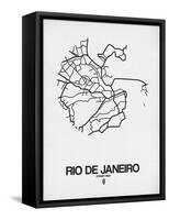 Rio de Janeiro Street Map White-NaxArt-Framed Stretched Canvas