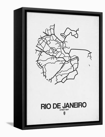 Rio de Janeiro Street Map White-NaxArt-Framed Stretched Canvas