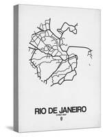 Rio de Janeiro Street Map White-NaxArt-Stretched Canvas