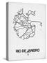 Rio de Janeiro Street Map White-NaxArt-Stretched Canvas