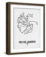 Rio de Janeiro Street Map White-NaxArt-Framed Art Print