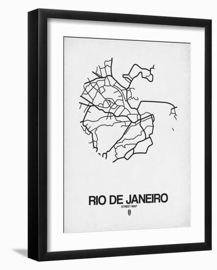 Rio de Janeiro Street Map White-NaxArt-Framed Art Print