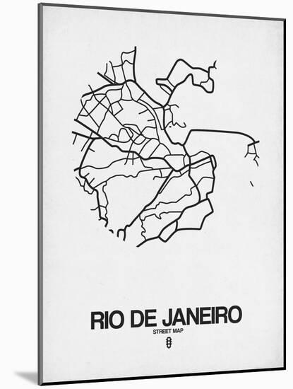 Rio de Janeiro Street Map White-NaxArt-Mounted Art Print