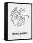 Rio de Janeiro Street Map White-NaxArt-Framed Stretched Canvas