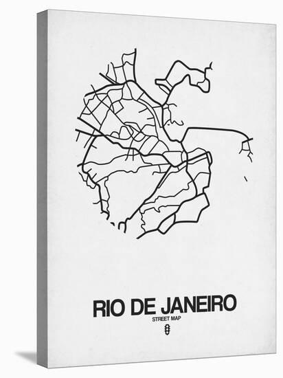 Rio de Janeiro Street Map White-NaxArt-Stretched Canvas