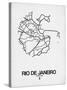 Rio de Janeiro Street Map White-NaxArt-Stretched Canvas