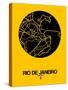 Rio de Janeiro Street Map Yellow-NaxArt-Stretched Canvas