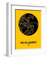 Rio de Janeiro Street Map Yellow-NaxArt-Framed Art Print